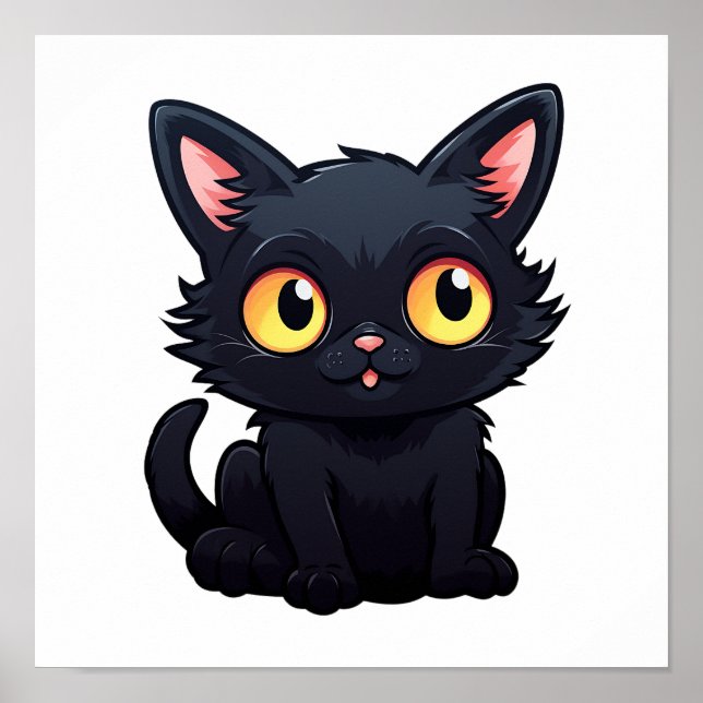 Tecknad illustration av katt poster (Framsidan)