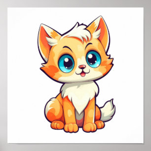 Tecknad illustration av katt poster