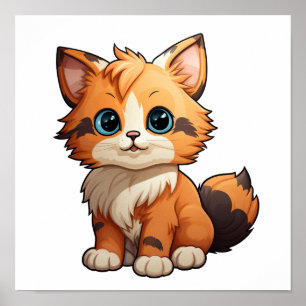 Tecknad illustration av katt poster