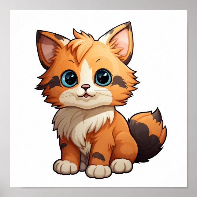 Tecknad illustration av katt poster (Framsidan)