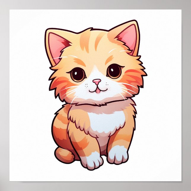 Tecknad illustration av katt poster (Framsidan)
