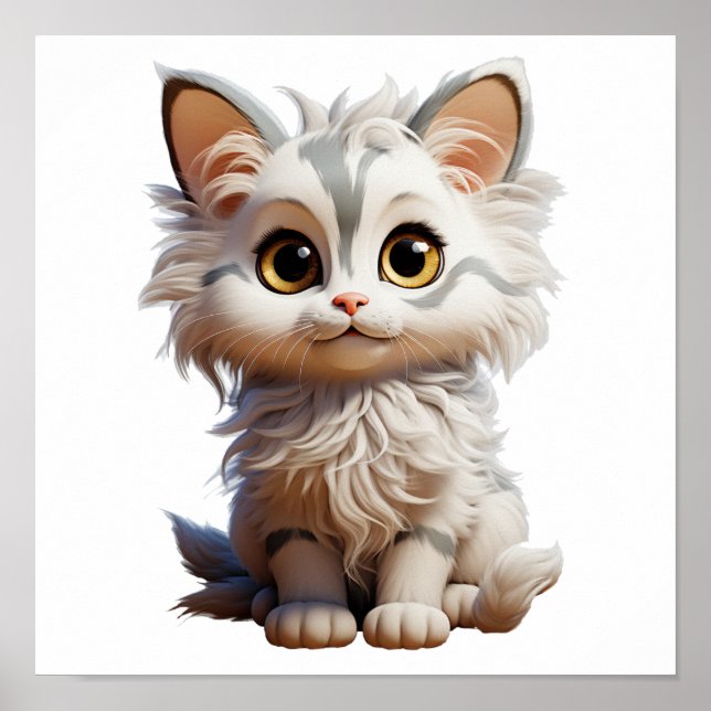 Tecknad illustration av katt poster (Framsidan)