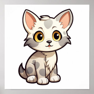 Tecknad illustration av katt poster