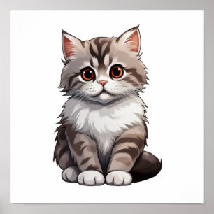 Tecknad illustration av katt poster