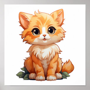 Tecknad illustration av katt poster