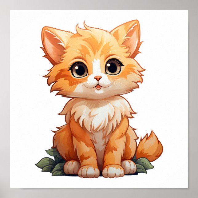 Tecknad illustration av katt poster (Framsidan)