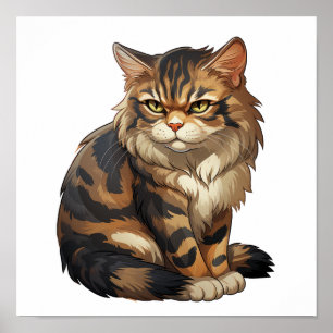 Tecknad illustration av katt poster
