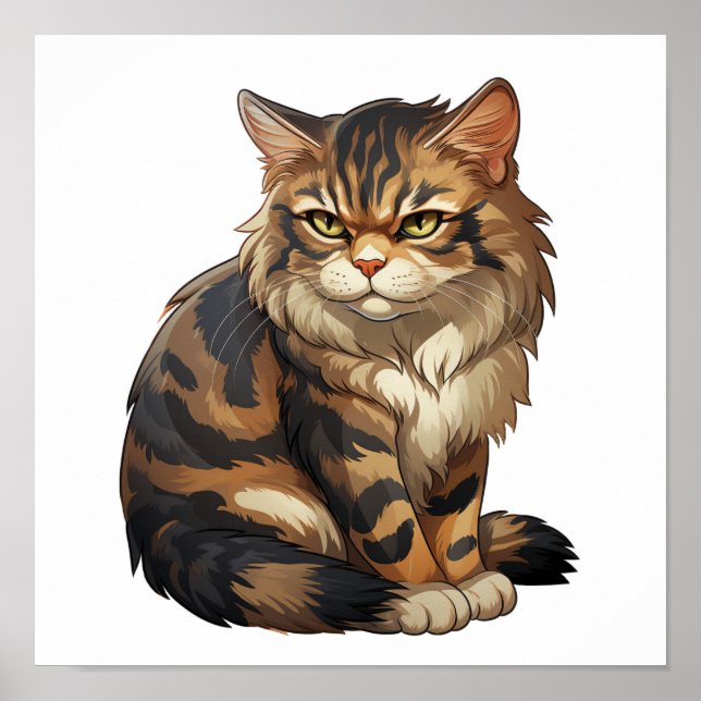 Tecknad illustration av katt poster (Framsidan)