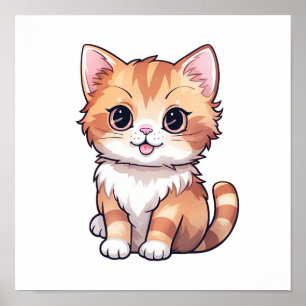 Tecknad illustration av katt poster