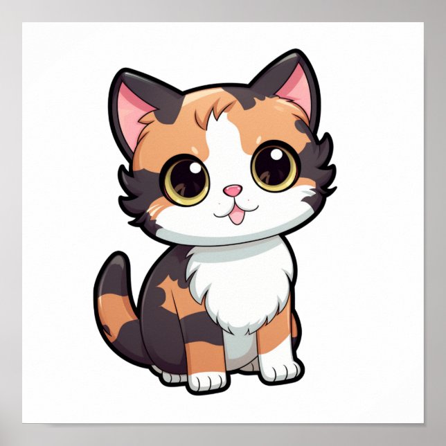Tecknad illustration av katt poster (Framsidan)