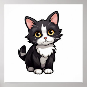 Tecknad illustration av katt poster