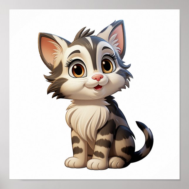 Tecknad illustration av katt poster (Framsidan)