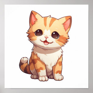 Tecknad illustration av katt poster