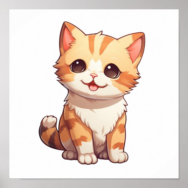 Tecknad illustration av katt poster (Framsidan)