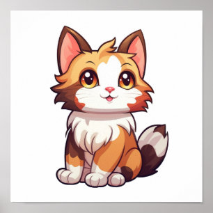 Tecknad illustration av katt poster