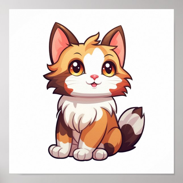 Tecknad illustration av katt poster (Framsidan)