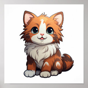 Tecknad illustration av katt poster