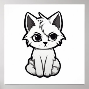 Tecknad illustration av katt poster