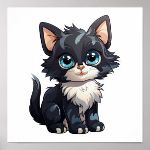 Tecknad illustration av katt poster