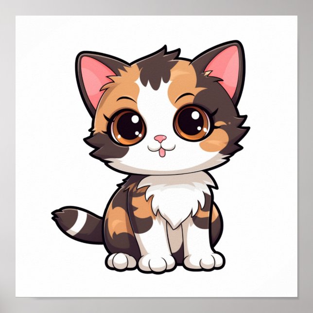 Tecknad illustration av katt poster (Framsidan)