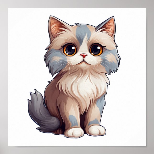Tecknad illustration av katt poster (Framsidan)