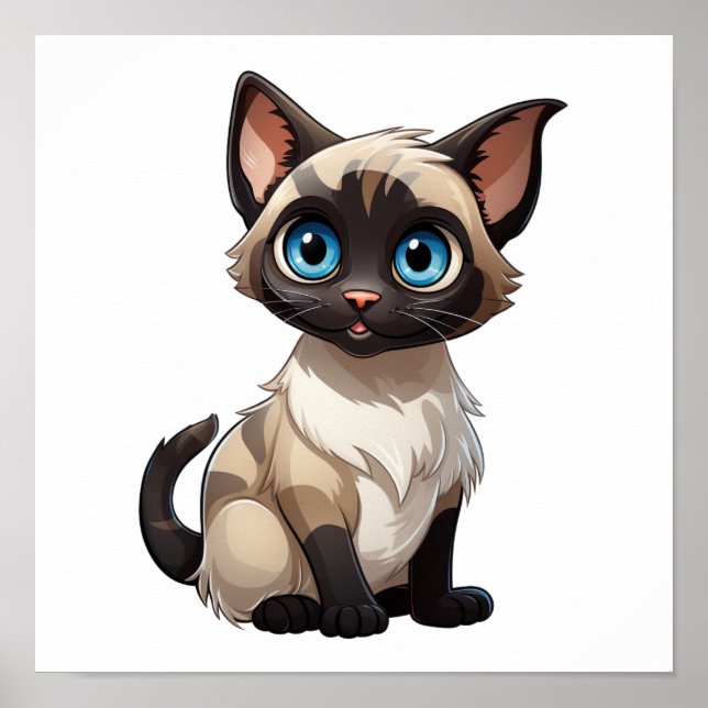 Tecknad illustration av katt poster (Framsidan)