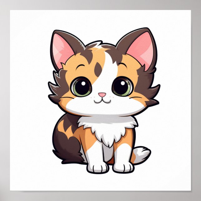 Tecknad illustration av katt poster (Framsidan)