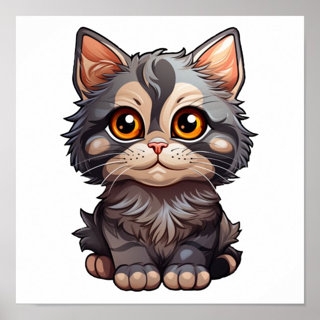 Tecknad illustration av katt poster (Framsidan)