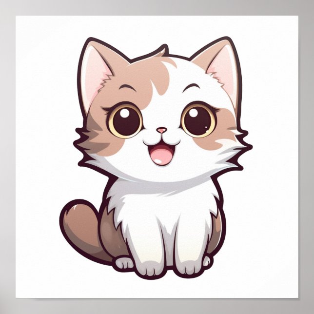 Tecknad illustration av katt poster (Framsidan)