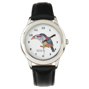 Tecknad illustration av krulltofsarassari armbandsur