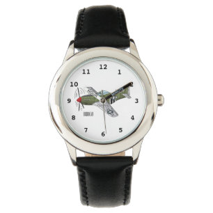 Tecknad illustration av militärflygplan armbandsur