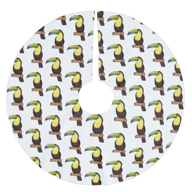 Tecknad illustration av näbbtukan  julgransmatta borstad polyester (Framsidan)