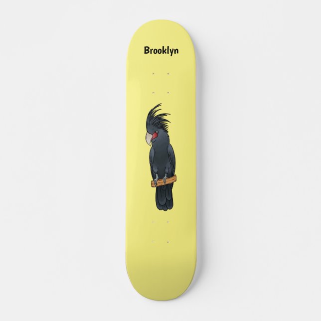 Tecknad illustration av palmkakaduja mini skateboard bräda 18,5 cm (Framsida)