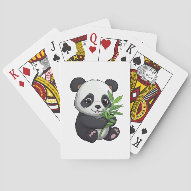 Tecknad illustration av panda casinokort (Baksidan)