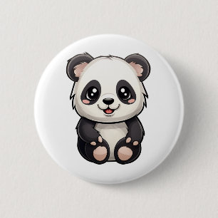 Tecknad illustration av panda knapp