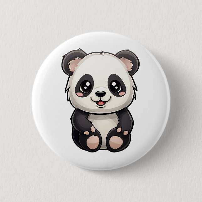 Tecknad illustration av panda knapp (Framsida)