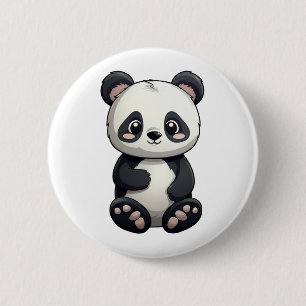 Tecknad illustration av panda knapp