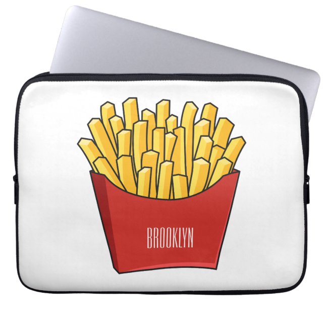 Tecknad illustration av pommes frites laptop fodral (Framsidan)