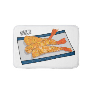 Tecknad illustration av räkor tempura badrumsmatta