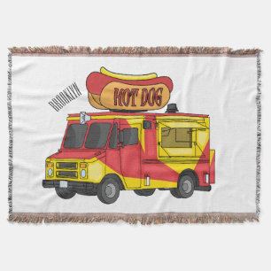 Tecknad illustration av varmvagn för hot dog filt