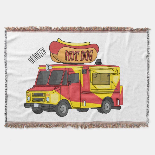Tecknad illustration av varmvagn för hot dog filt (Framsidan)