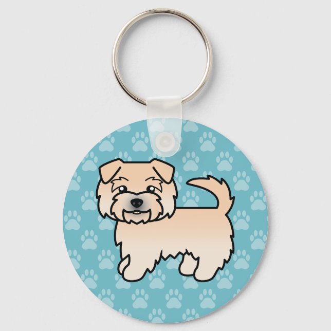 Tecknad illustration av Wheaten Norfolk Terrier Nyckelring (Framsida)