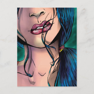 Tecknad Illustration of a Sexy Girl kallad Miki Vykort