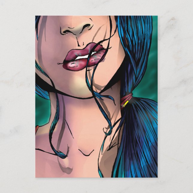 Tecknad Illustration of a Sexy Girl kallad Miki Vykort (Framsida)