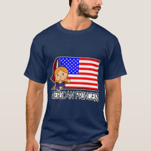 Tecknad illustration Söt amerikansk prinsessa Flag T Shirt