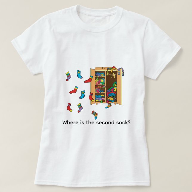 Tecknad illustration: Var är den andra strumpan? T Shirt (Design framsida)