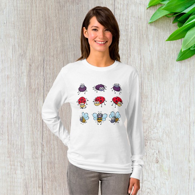 Tecknad Insektra Bees Ladybugs Spiders T Shirt (Skapare uppladdad)