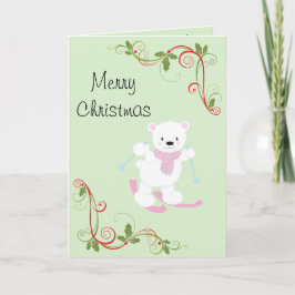 Tecknad isbjörn med julvirvlar helgkort