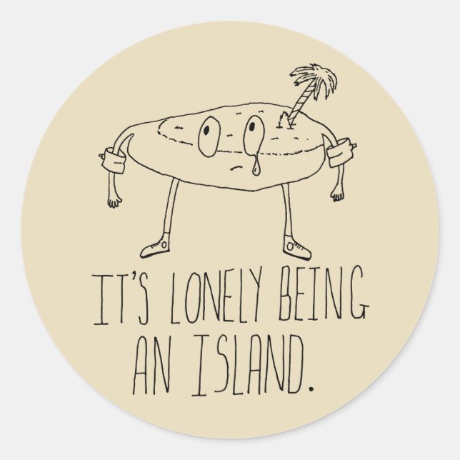 Tecknad Island Runt Klistermärke (Framsida)