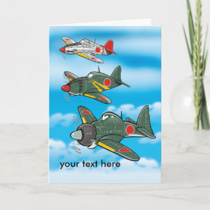 Tecknad japanese flygplan greeting Card Kort